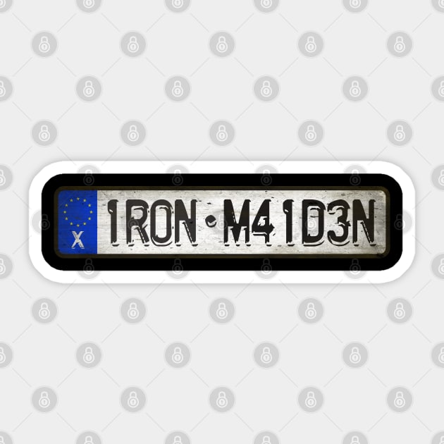 1R0N - M41D3N Car license plates Sticker by Girladies Artshop